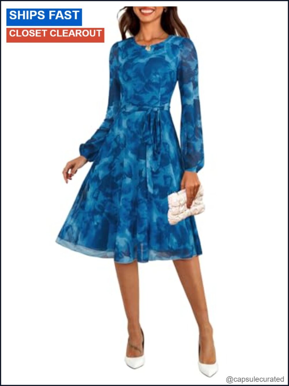 Floral Mesh Long Sleeve Midi Dress Semi Formal Cocktail
